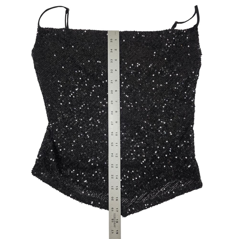 NWT XS‎ Leith Black Sequin Spaghetti Strap Lined Top - Picture 9 of 10
